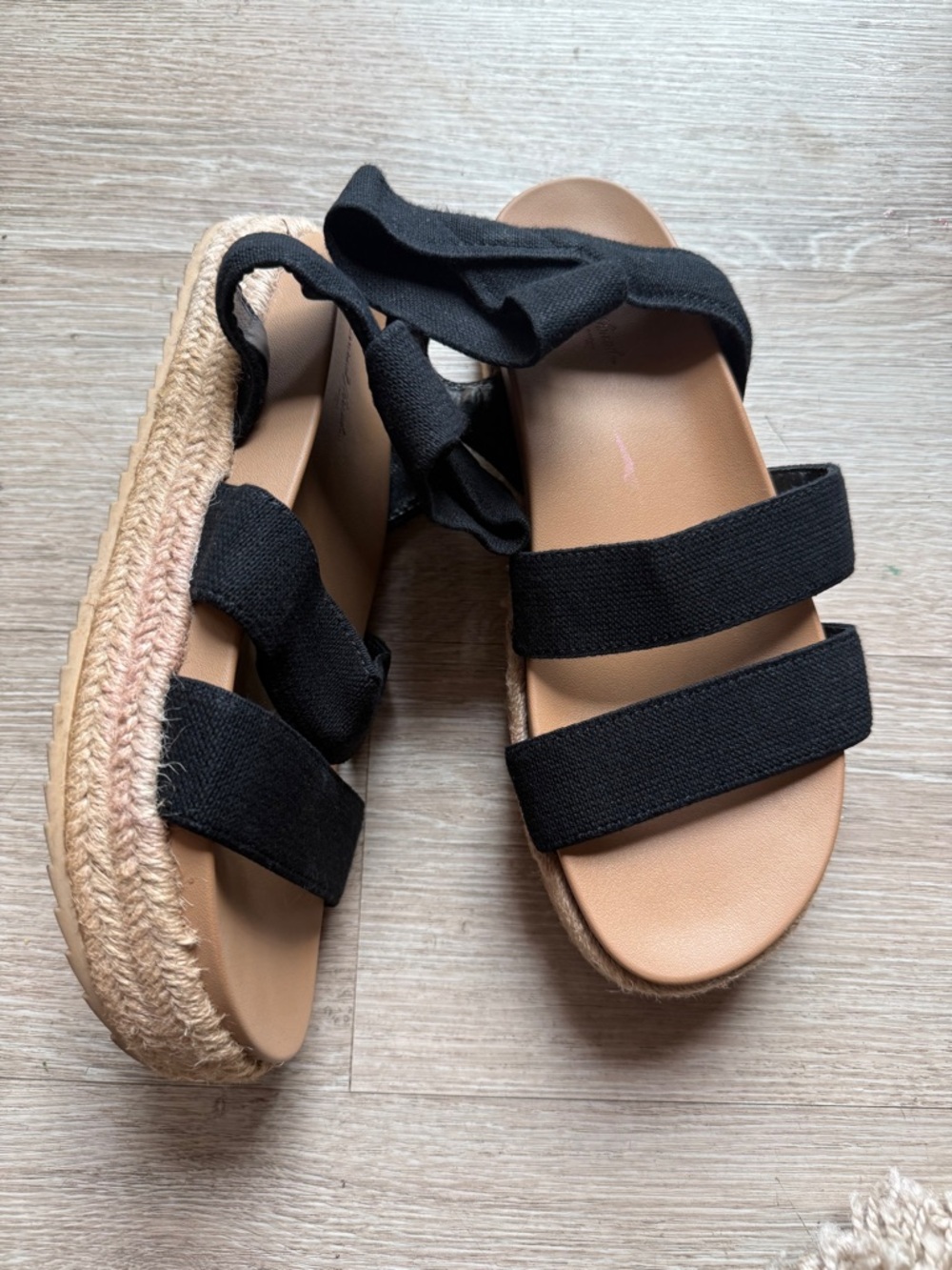 Universal Thread Black Espadrille Platform Sandals with Ankle Strap